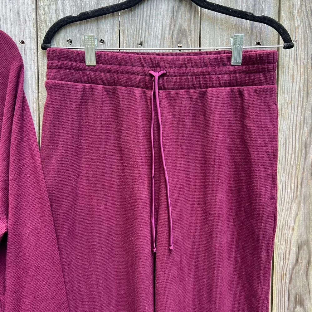 VICTORIAS SECRET Waffle Knit Wine Pajama Set Women’s Medium NWT NEW Flat